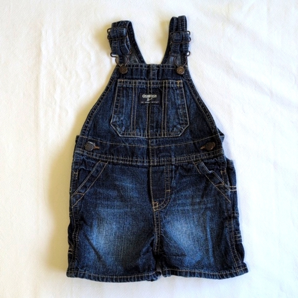 oshkosh b'gosh vestbak classic cotton dark wash denim shortalls 18 months baby